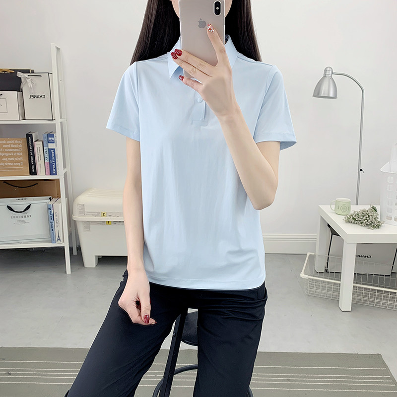 夏季新款短袖polo衫女冰丝速干衣
