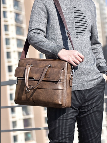 麦克袋鼠 Кожаная мужская сумка на одно плечо для отдыха, из натуральной кожи