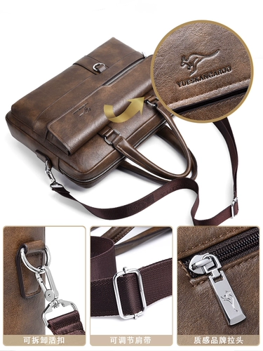 麦克袋鼠 Кожаная мужская сумка на одно плечо для отдыха, из натуральной кожи