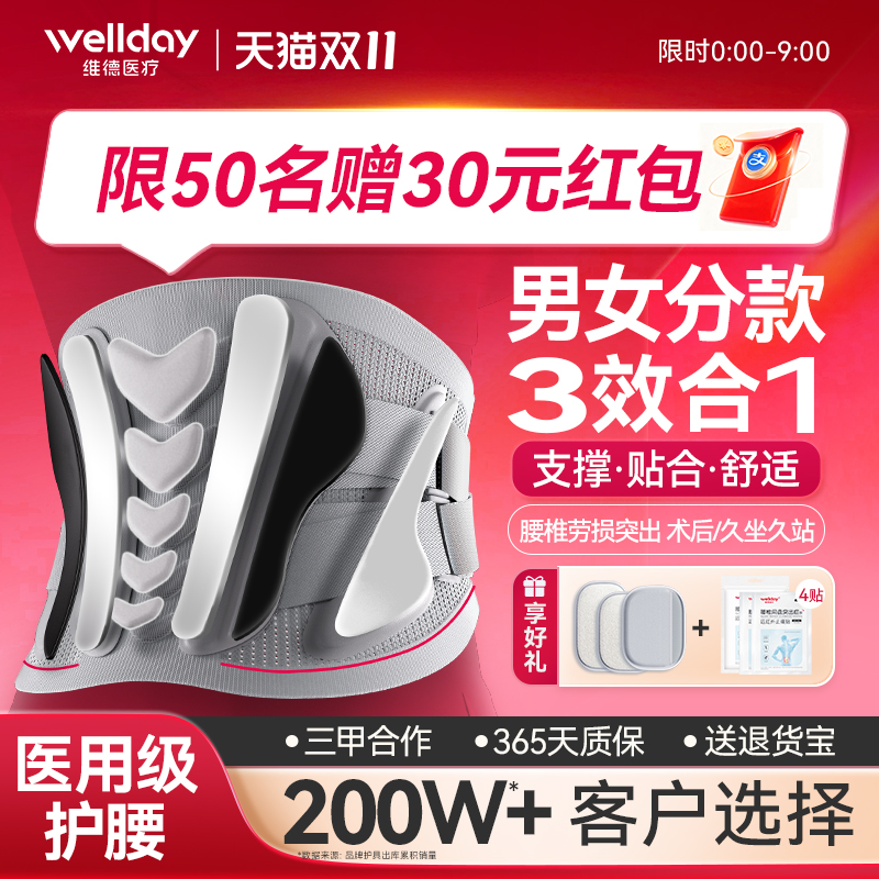 维德护腰带腰间盘劳损腰椎突出久坐女士男士医用热敷腰围轻薄腰托