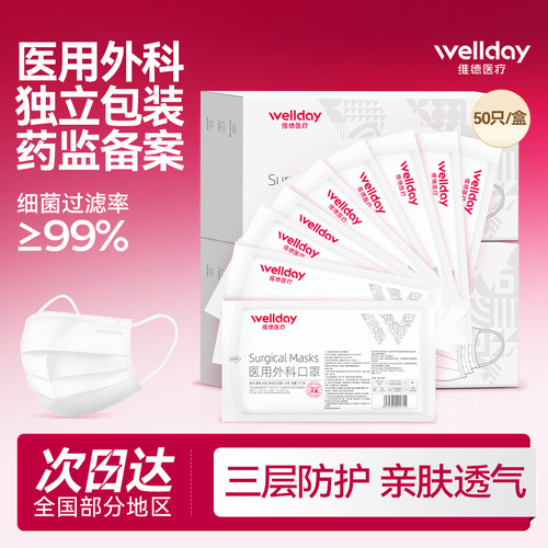 维德医疗外科口罩医用独立包装三层一次性无菌防病菌夏季透气口罩 - 封面