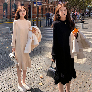 哺乳洋装秋冬季外出时尚s辣妈款产后期外穿冬装哺乳衣服春秋裙子