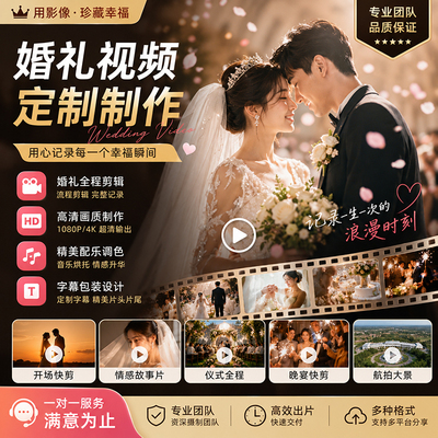 婚礼视频制作结婚花絮开场求婚暖场mv短片微电影定制后期处理剪辑