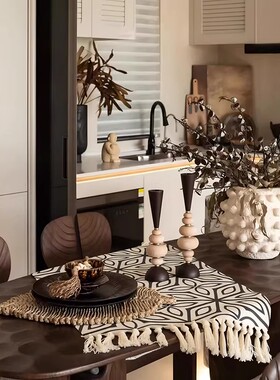 软餐桌氛围摆件大小户型家具展厅样板房餐厅中式老钱风氛围感饰品