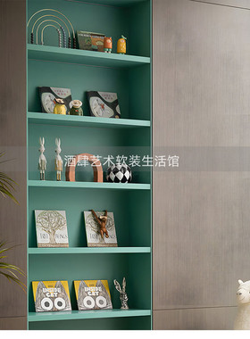 简约现代样板间儿童房女孩房书架装饰书籍桌搭配组合家居饰品摆饰