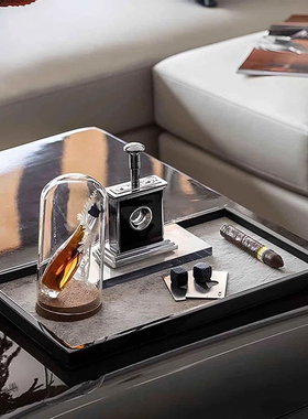 欧式轻奢展厅家居别墅样板间客厅茶几桌面雪茄剪真雪茄装饰摆件