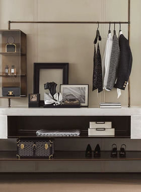 黑白调衣帽间女士主题软装摆件搭配组合轻奢样板房展厅衣柜装饰品