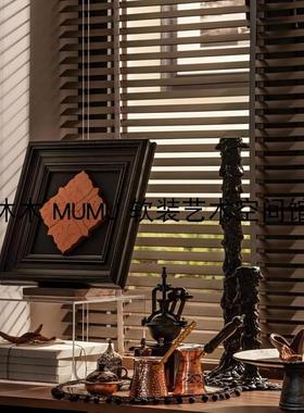 高端样板房餐厅边柜飘窗古法咖啡烛台装饰画软装饰品组合摆件复古