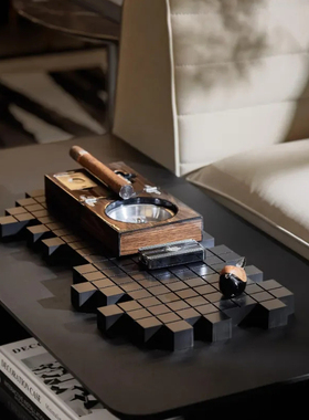 现代复古样板房客餐厅雪茄烟斗主题水晶软装饰品组合摆件道具陈设