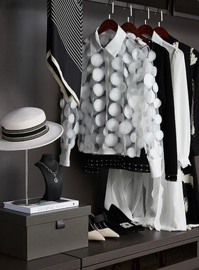 Koket蔻可北欧轻奢样板房衣帽间套装黑白色系衣柜搭配服装鞋包包