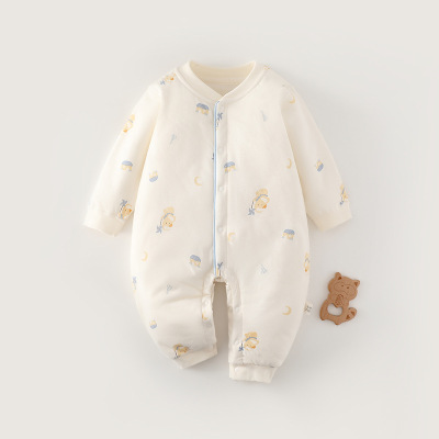 婴儿衣服宝宝秋冬款40克夹棉新生儿a类连体衣婴幼儿薄棉爬服保暖