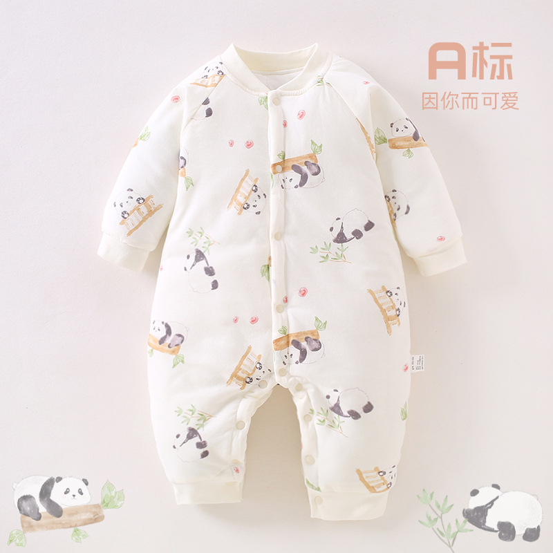 新生儿衣服120g加厚夹棉宝宝连体衣a类无骨柔软哈衣爬服婴儿衣服