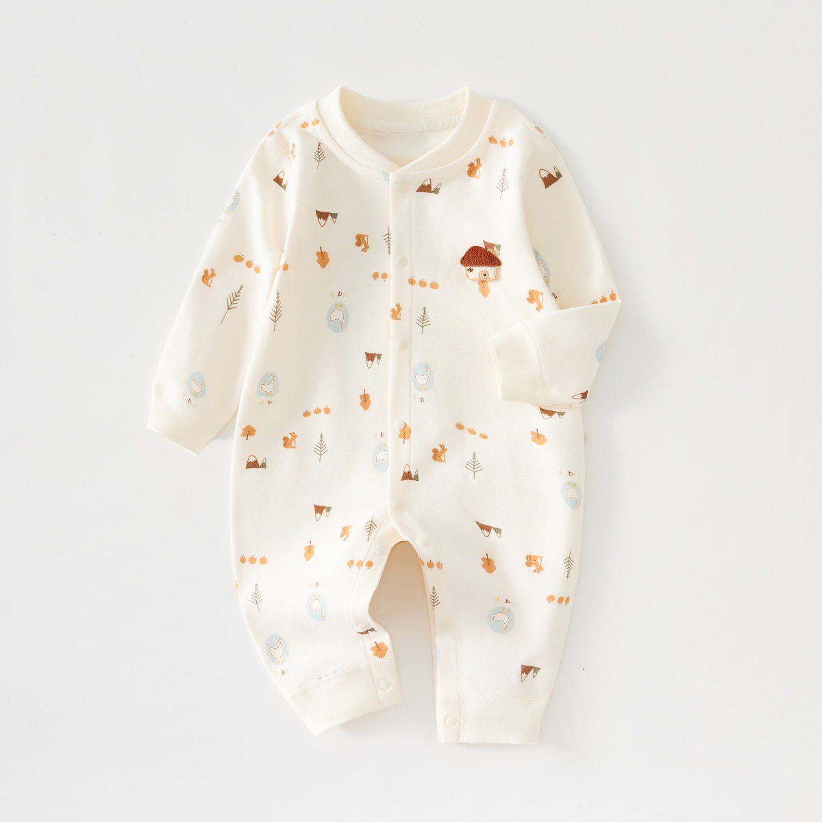 婴儿连体衣秋装纯棉男女宝宝长袖爬爬服A类新生儿无骨打底服睡衣