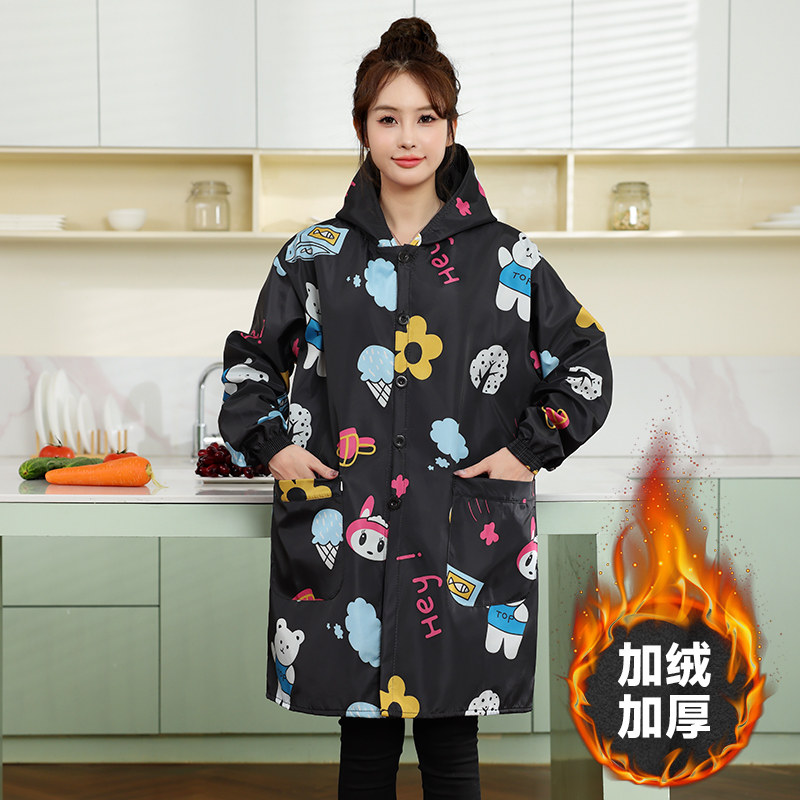 罩衣女新款秋冬季加绒加厚厨房围裙防水防油工作服羽绒服时尚外套,家庭/个人清洁工具,围裙,淘宝优惠券,粉丝福利购,淘宝优惠卷