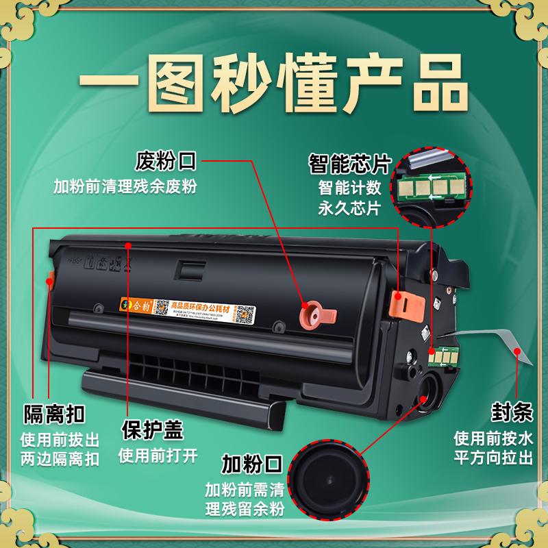 PD-206可多次加粉硒鼓通用pantum奔图激光打印机p2506w墨盒2510粉