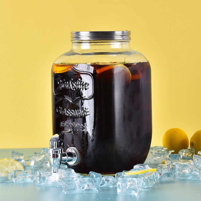 可乐桶玻璃泡酒瓶l带龙头水果茶桶调酒酒桶啤酒饮料桶罐果汁桶容