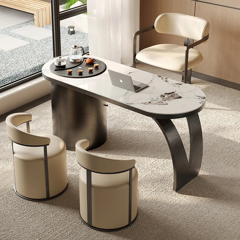 简约现代岩板阳台茶桌轻奢客厅家用泡G茶桌意式轻奢功夫茶桌椅组