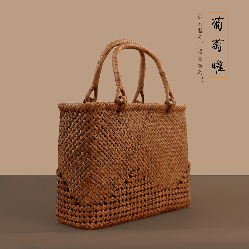 草编包葡萄藤编包手工编织包