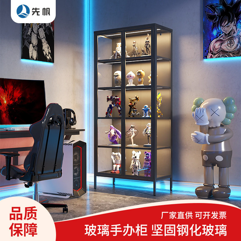 手办展示柜酒柜带灯玻璃柜乐高模型陈列柜家用防尘储物柜厂家直销