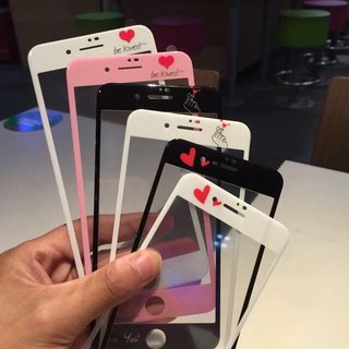 适用苹果8plus钢化膜8SE2全屏覆盖7p彩膜6s卡通可爱iphone7手机膜