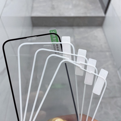 适用苹果XR改13p白色钢化玻璃膜iphone12mini高清纯色软边全屏覆盖XR改14pro手机膜13mini白边防爆不碎边贴膜