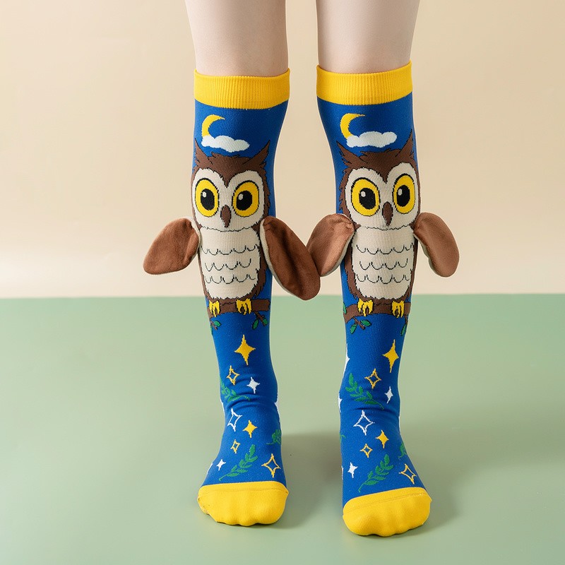 卡通配饰女童长筒袜过膝春秋个性潮袜儿童搞怪童装中筒袜搞笑长袜