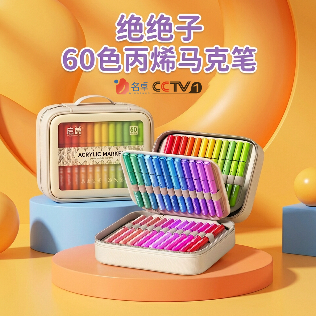 丙烯马克笔直液式软头彩笔小学生美术专用幼儿园不透色可叠色儿童布袋水彩笔可擦绘画画彩色笔60色套装涂鸦笔,文具电教/文化用品/商务用品,马克笔,淘宝优惠券,粉丝福利购,淘宝优惠卷