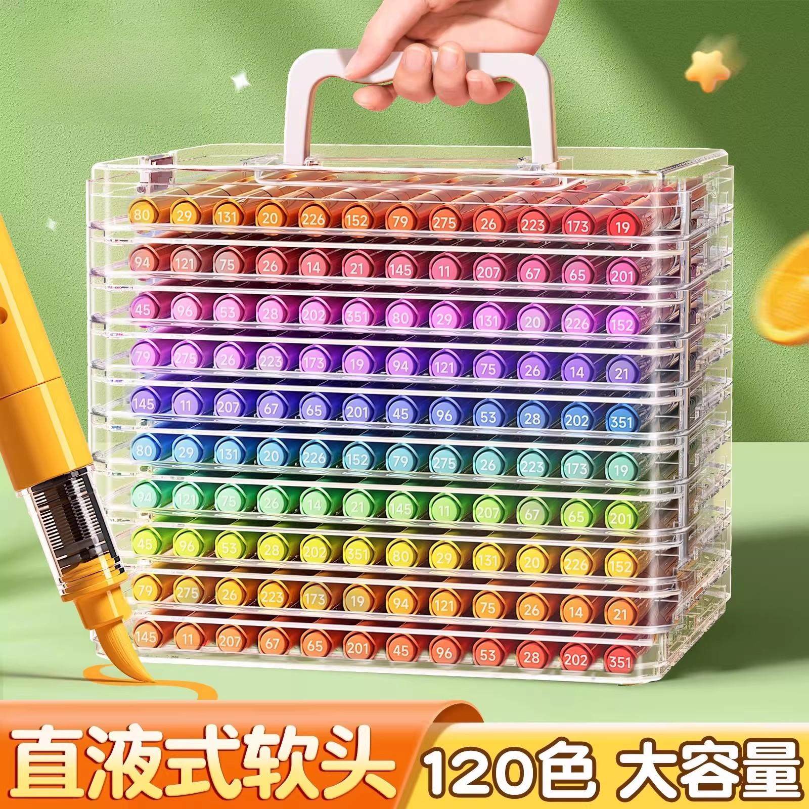 软头丙烯马克笔直液式儿童可水洗水彩笔套装幼儿园不透色可叠色小学生美术专用72色涂鸦笔24水性彩色笔绘画笔,文具电教/文化用品/商务用品,马克笔,淘宝优惠券,粉丝福利购,淘宝优惠卷