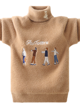 黑色加绒加厚8岁秋冬款针织衫