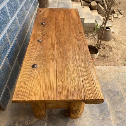 榆木门板桌旧木板老原木桌子实木风化板复古怀旧民宿吧台茶桌茶台