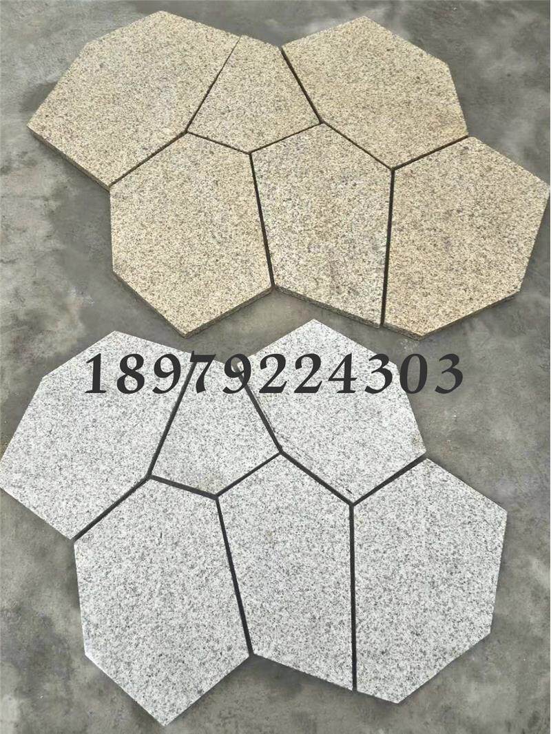花岗岩冰裂纹灰白黑黄金麻不规则碎拼铺地花园地砖广场园林石材