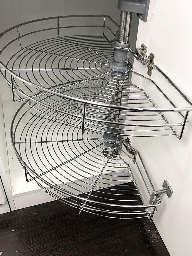 橱柜转角拉篮180度厨房270度转篮304不锈钢旋转双层置物架小怪物