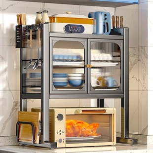 厨房微波炉置物架烤箱架子新款 多功能碗碟筷收纳架家用台面小碗柜