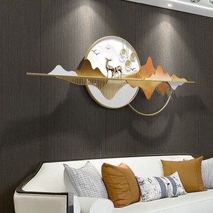 新中式 客厅墙面装 饰铁艺壁饰餐厅金属挂件墙饰轻奢沙发背景墙挂5x