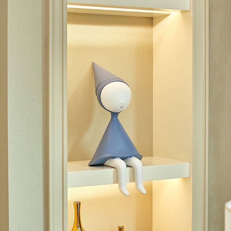 北欧轻奢卡通坐姿小孩摆件客厅酒柜儿童房书柜家居创意艺术装饰品