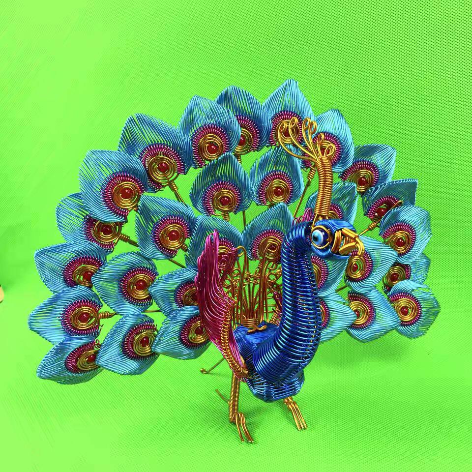 装饰品摆件手工孔雀开屏孔雀办公室客厅酒柜家居装饰手工工艺品