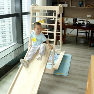 实木宝宝攀爬架儿童室内家用婴儿爬爬架木质滑滑梯家庭小型游乐园