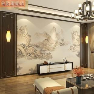 新中式 电视背景墙木饰面装 饰实木边框造型客厅沙发卧室集成护墙板
