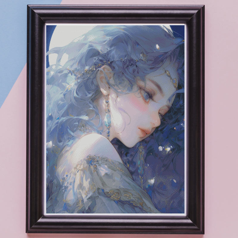 Enjoy1028-月夜美人  自配十字绣套件 客厅挂画 DMC线 E线