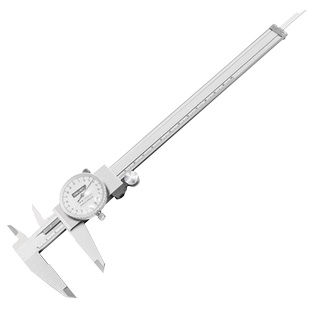 得力高精度带表盘不锈钢游标卡尺防震工业级代表卡尺测量维修工具