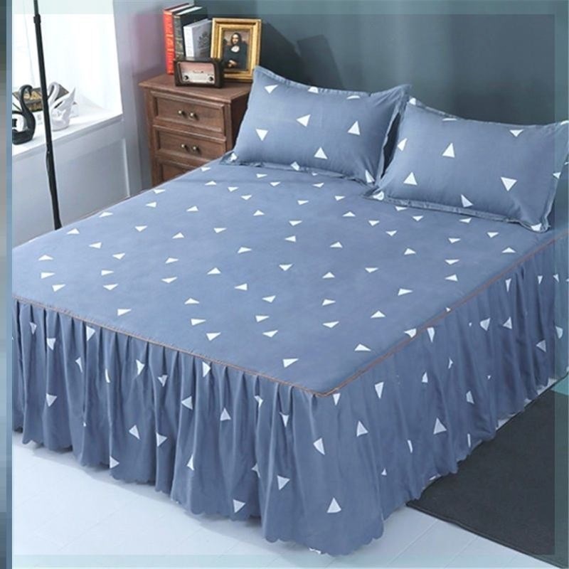 水洗棉床裙式床罩单件全防尘保护套1B.5米1.8床单床垫床笠防滑新