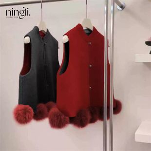 【乌糖】旗袍新中式冬柠里拜年拜年马甲抓周服国风女童服宝宝衣服