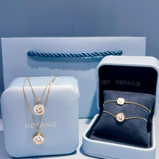 何家原厂925纯银贝母笑脸项链鎏光微笑手链轻奢设计感锁骨链