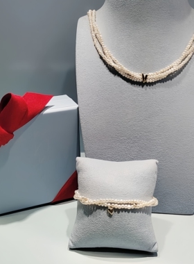 [新品]爱心结珍珠925纯银项链女心动手链轻奢高级感送女友礼物