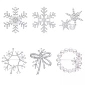 925纯银丝带初雪优雅冰晶雪花胸针925银镶锆石轻奢婚礼配饰