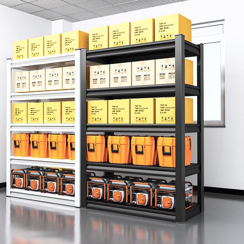 家用货架置物架多层仓储仓库承重铁架地下储藏室货物架黑色