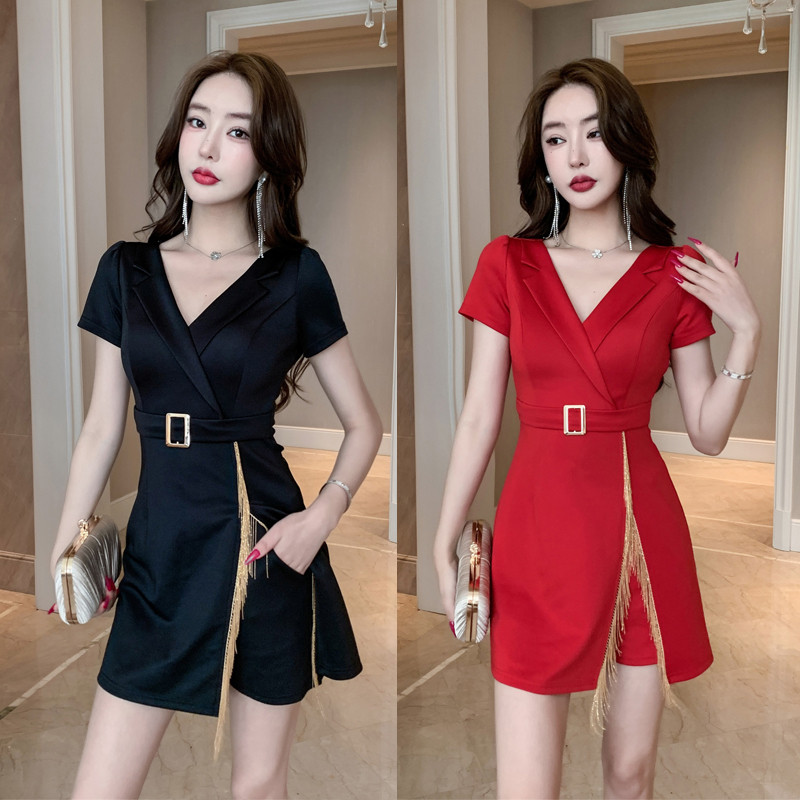 连衣裙短裤两件套技师工作服女
