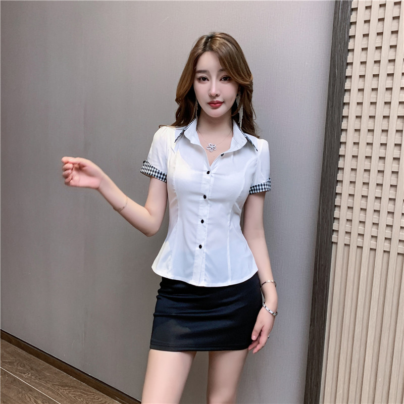 酒店前台气质空姐套装衬衫性感短裙美容师足浴足疗技师工作服新款