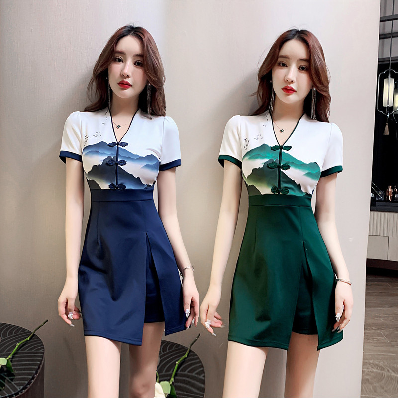 技师工作服性感复古改良旗袍