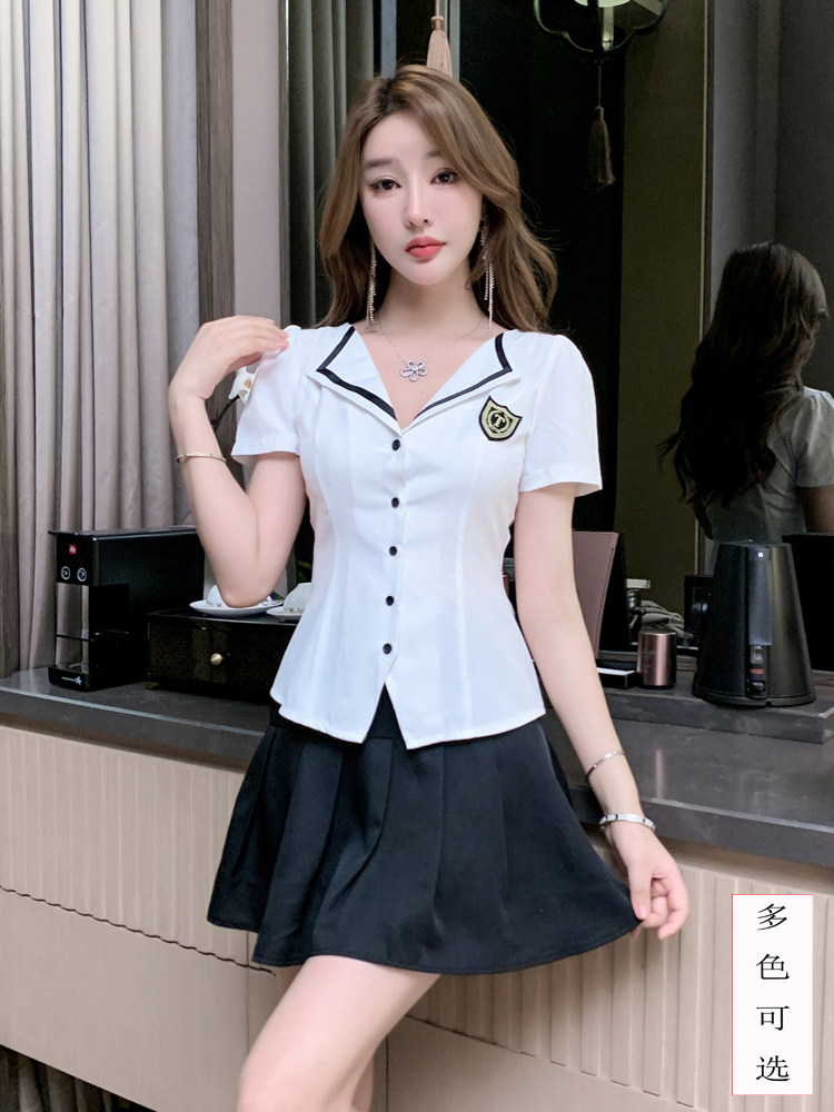 NIGHT SEXY OVERALLS SHIRT SET HOTEL FOOT MASSAGE OVERALLS SKIRT SAUNA MASSAGE FOOT BATH PEDICURE TECHNICIAN CLOTHES